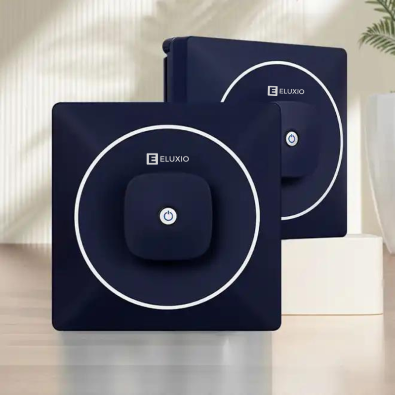Robot smart de curatare geamuri, Eluxio, Aplicatie mobila, Telecomanda, Rezervor 50ml + Cadou 2 lavete extra