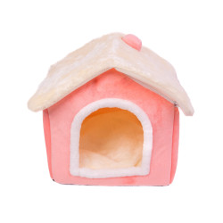 Casuta textila pliabila SHAW®, pentru caini si pisici, calduroasa, 40x32 x35 cm, roz