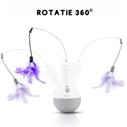Jucarie rotativa SHAW® cu pene, pentru pisici, silentioasa, cablu alimentare, autonomie