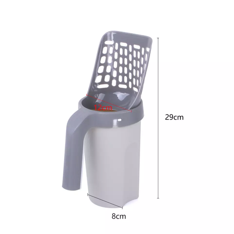 Lopatica litiera pisici cu sac gunoi integrat detașabil + 1 rola saci gunoi