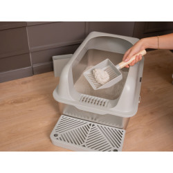 Litiera inox SHAW® XL pentru pisici, cu prag si lopatica incluse, usor de curatat, rezistenta