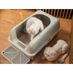 Litiera inox SHAW® XL pentru pisici, cu prag si lopatica incluse, usor de curatat, rezistenta