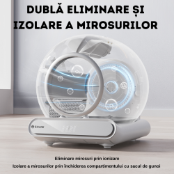 Litiera automata smart SHAW® V3 pentru pisici, auto-curatare, eliminare mirosuri prin ionizare, aplicatie mobila, 9L
