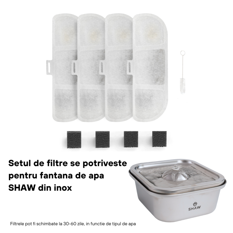 Set 4 Filtre pentru Fantana SHAW din inox cu aplicatie mobila