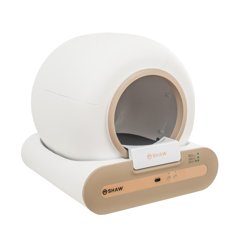 Litiera automata smart SHAW® Plus, pentru pisici, auto-curatare, eliminare mirosuri, aplicatie mobila, 9L