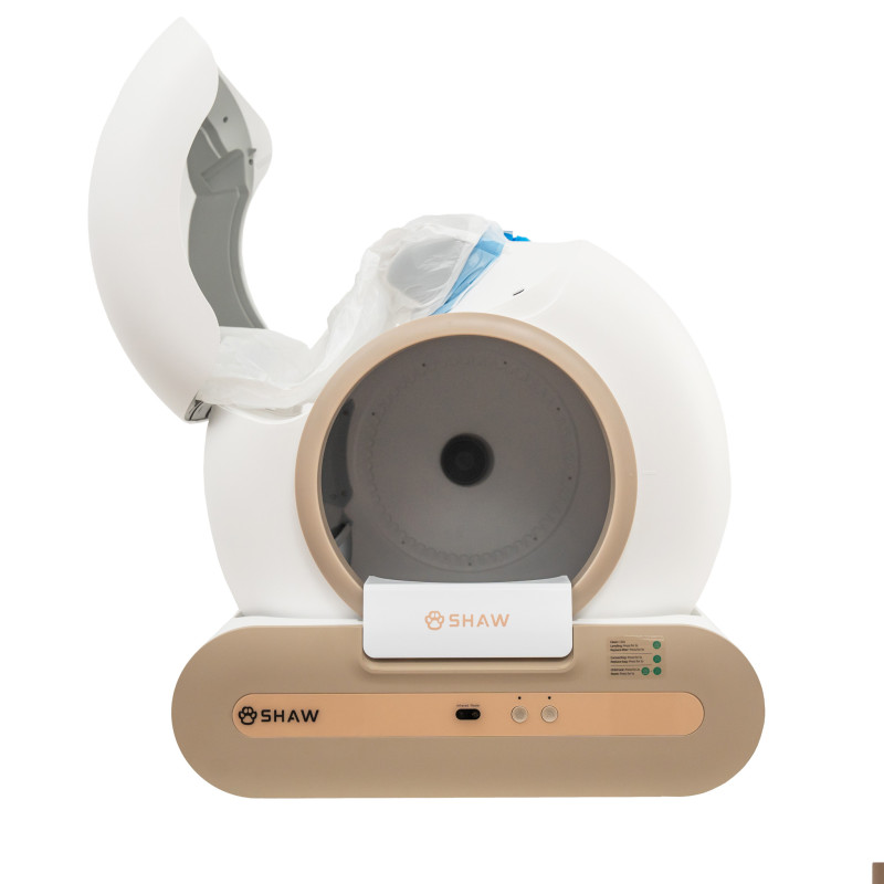 Litiera automata smart SHAW® Plus, pentru pisici, auto-curatare, eliminare mirosuri, aplicatie mobila, 9L