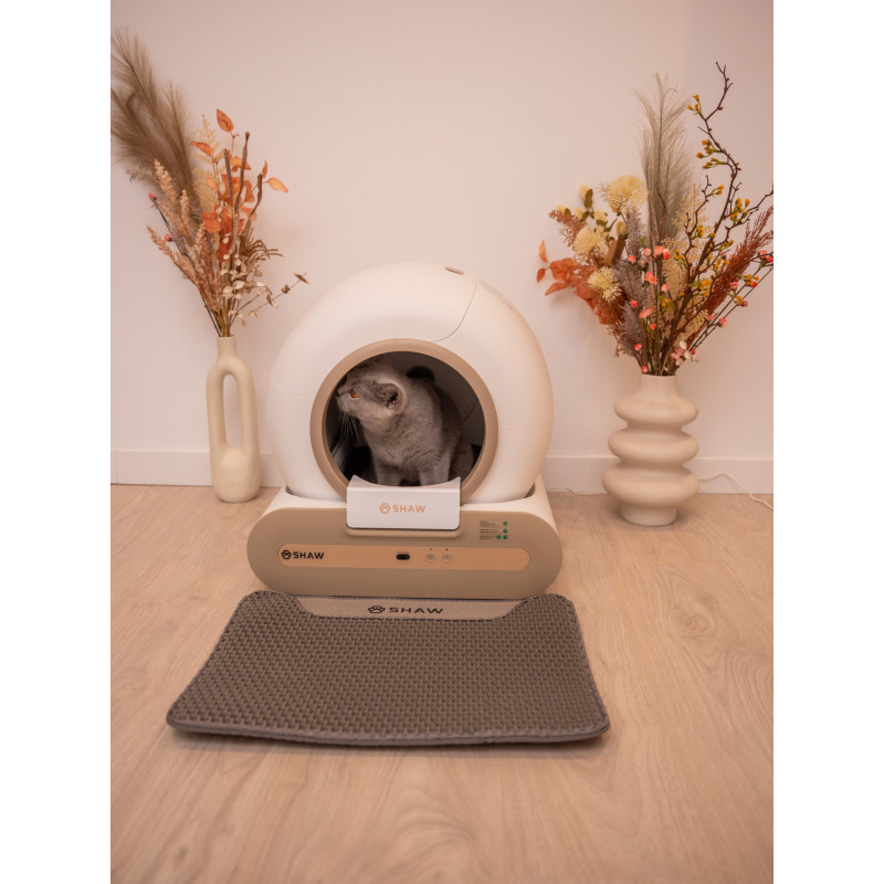 Litiera automata smart SHAW® Plus, pentru pisici, auto-curatare, eliminare mirosuri, aplicatie mobila, 9L