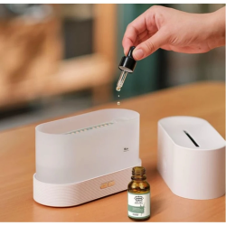 Difuzor aromaterapie si umidificator cu efect flacara ALB, Ultrasunete, 180 ml, 10 ore