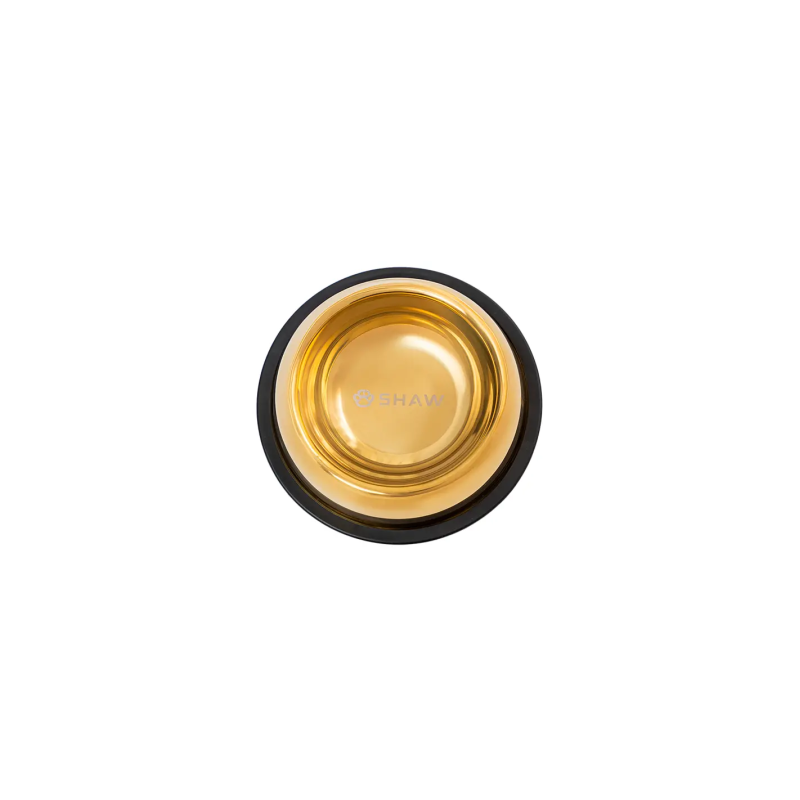 Castron din inox tip bol pentru caini si pisici SHAW, 16 cm, auriu