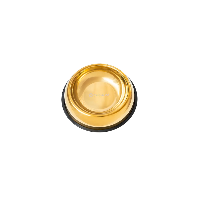 Castron din inox tip bol pentru caini si pisici SHAW, 16 cm, auriu