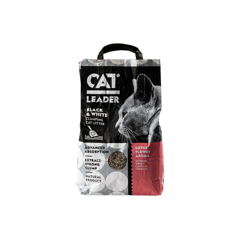 Set 2 x Nisip litiera pisici CAT LEADER 5L, bentonita cu parfum discret de floare de lotus, aglomerare rapida